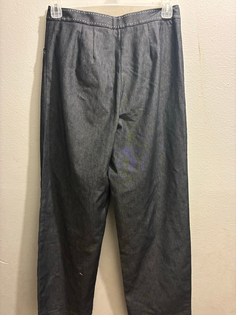 Talbots Linen Blend Pants Size 10 Gray Contrast Stitch Wide Leg Trousers